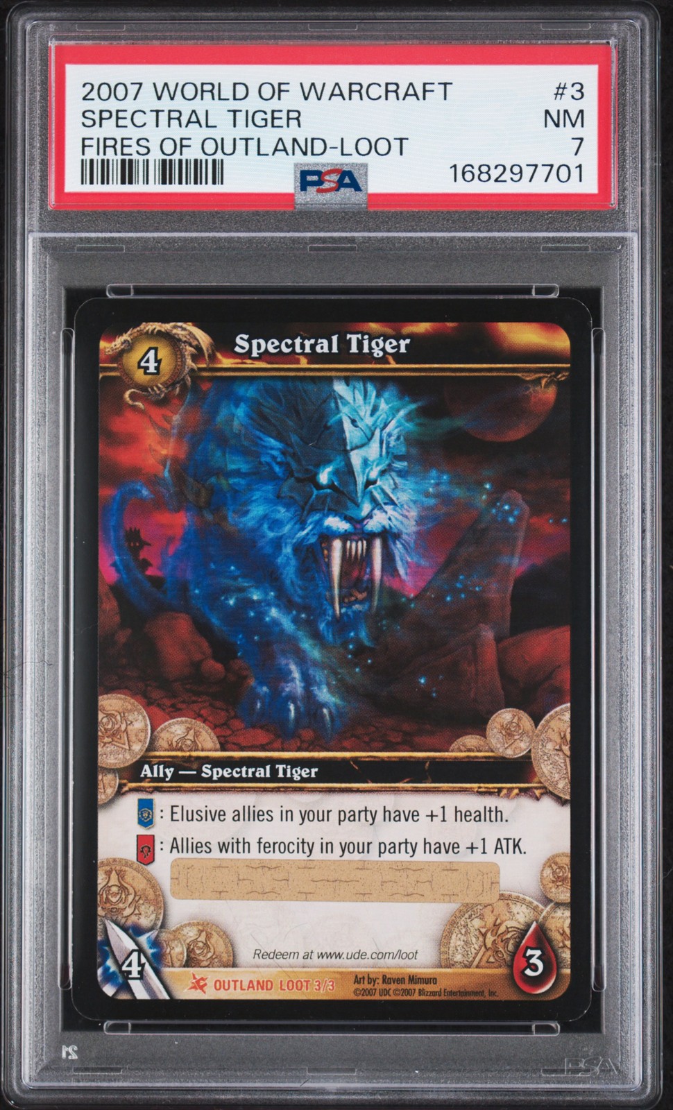 2007 WORLD OF WARCRAFT FIRES OF OUTLAND OUTLAND LOOT #3 SPECTRAL TIGER PSA 7