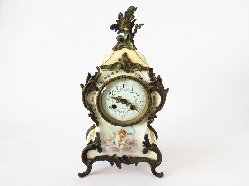 CHARLES JACQUES PORCELAIN CHERUB CLOCK ~EXQUISITE~ CHARLES JACQUES PORCELAIN CHERUB CLOCK ~EXQUISITE~