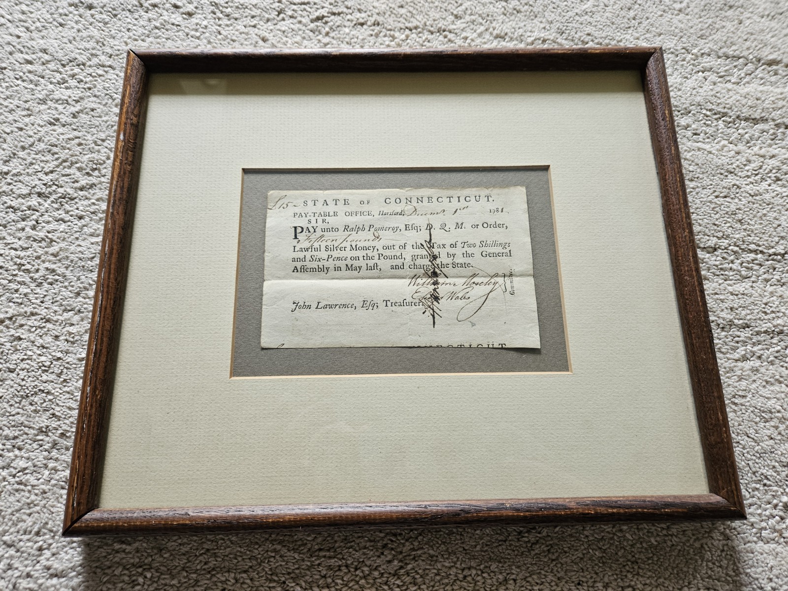 Rare Original Revolutionary War 1781 Payment  For Services Cashed Shillings...