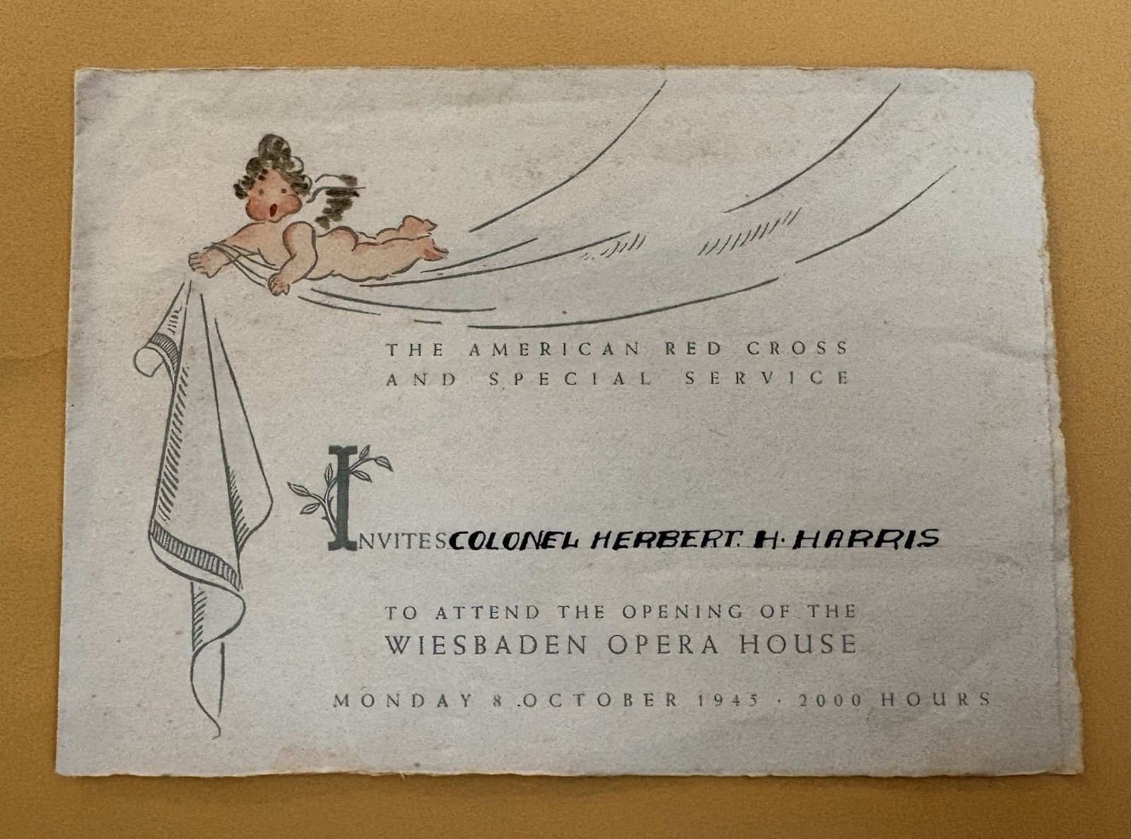 1945 WW2 Invitation WIESBADEN OPERA HOUSE Road To Rome James Mason Col. Harris 1945 WW2 Invitation WIESBADEN OPERA HOUSE Road To Rome James Mason Col. Harris