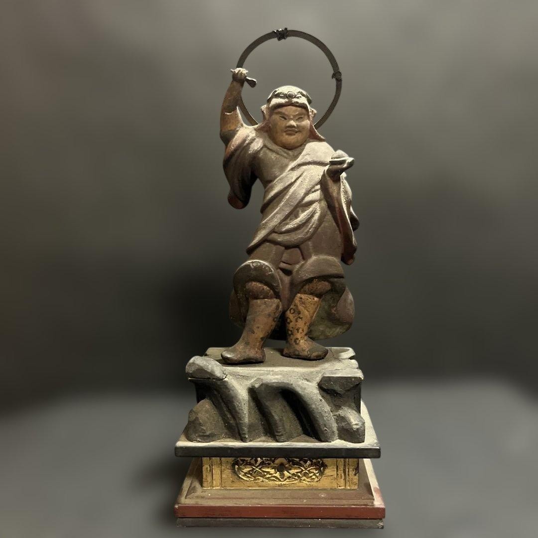 Eight Fortunes Bishamonten Jade Eye Edo Period Ink Writing Figurine Used Eight Fortunes Bishamonten Jade Eye Edo Period Ink Writing Figurine Used
