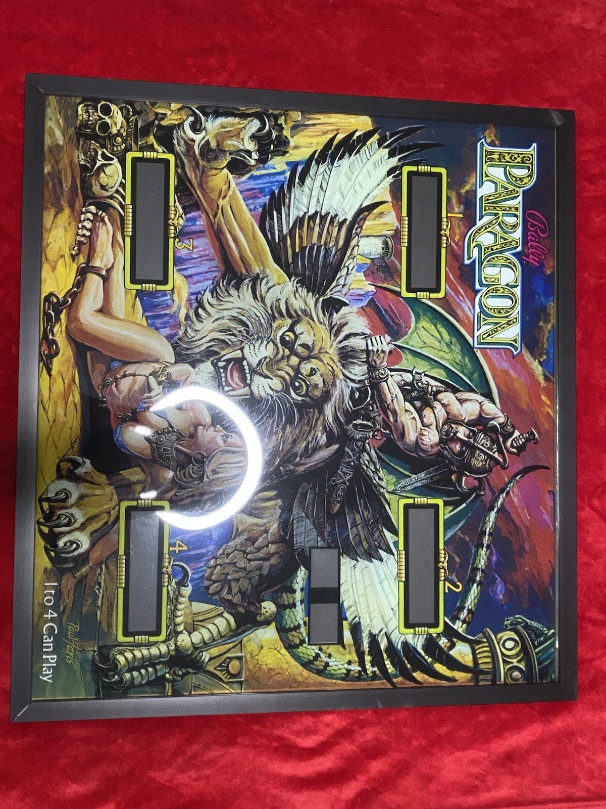 Bally's Paragon Pinball Machine Backglass /Original, Professionally framed/ Bally's Paragon Pinball Machine Backglass /Original, Professionally framed/