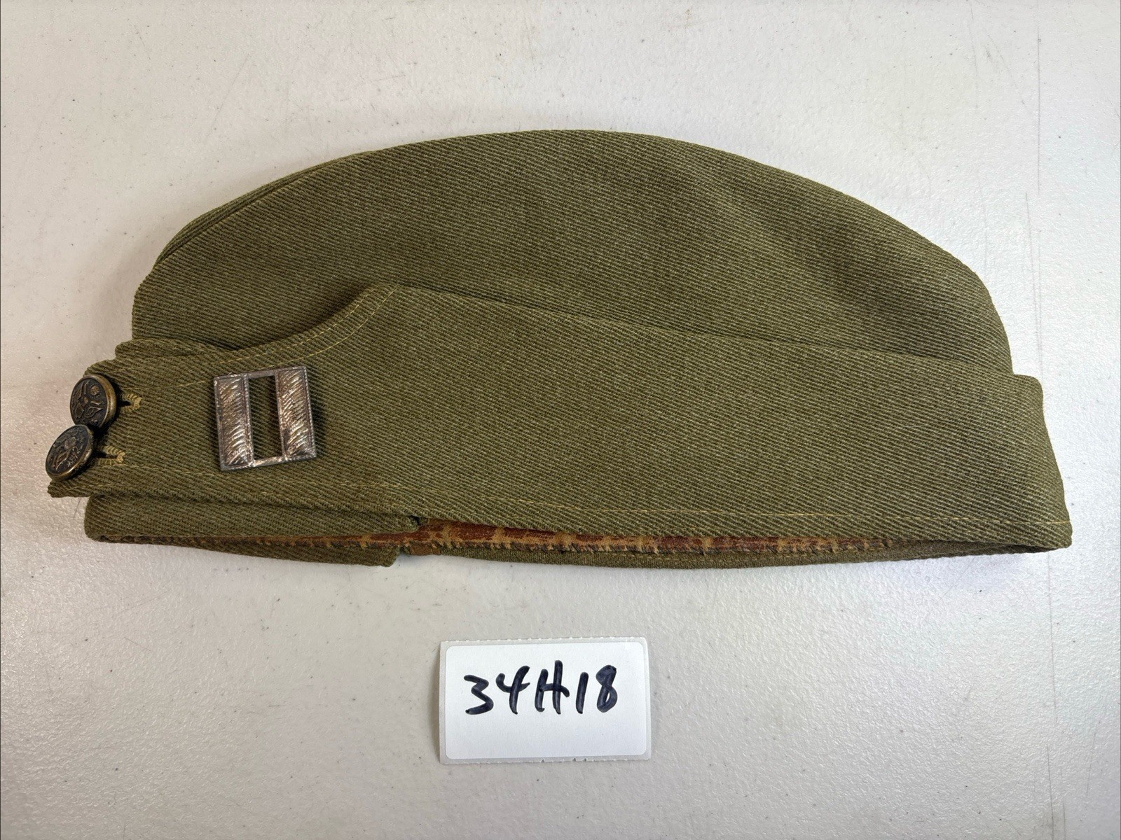 WW1 Captains Overseas Cap British Pattern w/Insignia Vintage Military 34H18 WW1 Captains Overseas Cap British Pattern w/Insignia Vintage Military 34H18