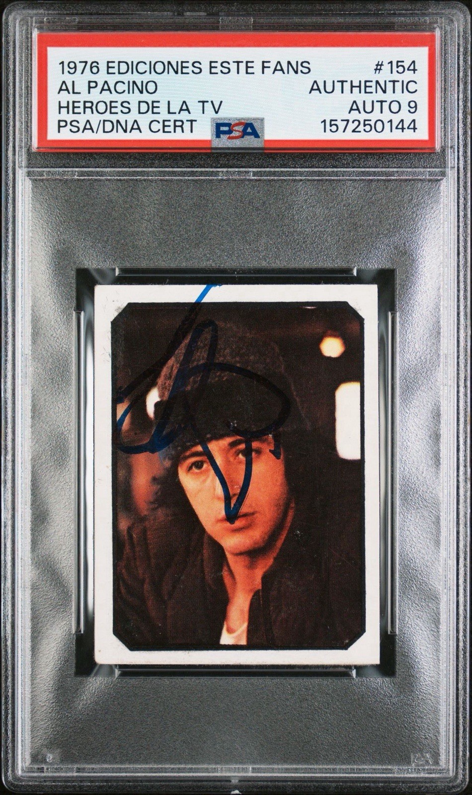 1976 Ediciones Este Fans #154 Al Pacino Signed Heroes De La TV Rookie PSA AUTO 9