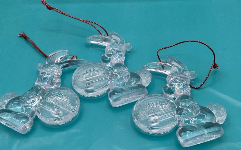 Vintage 1992 Energizer Bunny Clear Plastic Christmas Ornaments Limited Edition Vintage 1992 Energizer Bunny Clear Plastic Christmas Ornaments Limited Edition