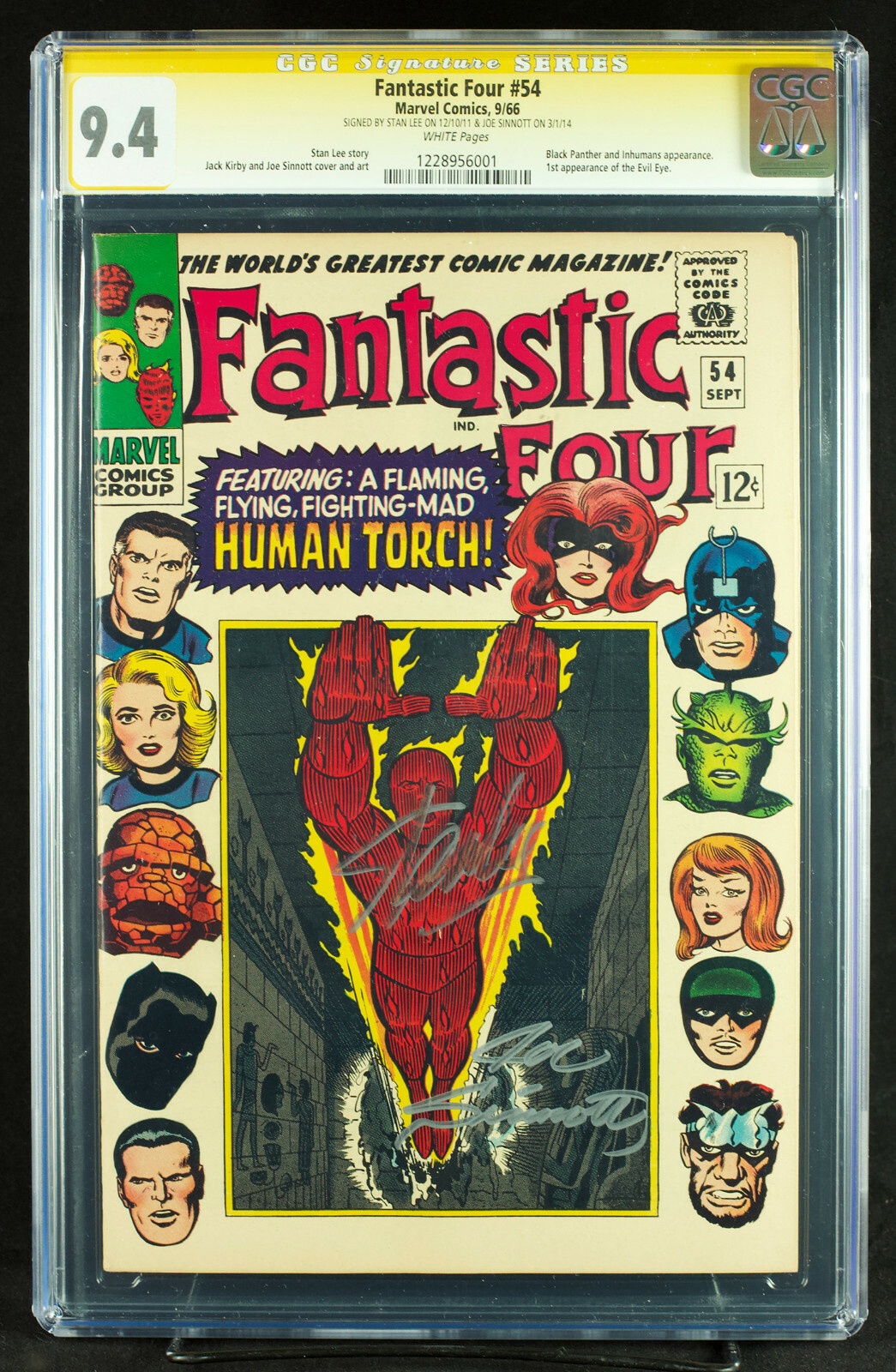FANTASTIC FOUR #54 (Marvel 1966) CGC 9.4 SS STAN LEE & SINNOTT 3rd BLACK PANTHER FANTASTIC FOUR #54 (Marvel 1966) CGC 9.4 SS STAN LEE & SINNOTT 3rd BLACK PANTHER