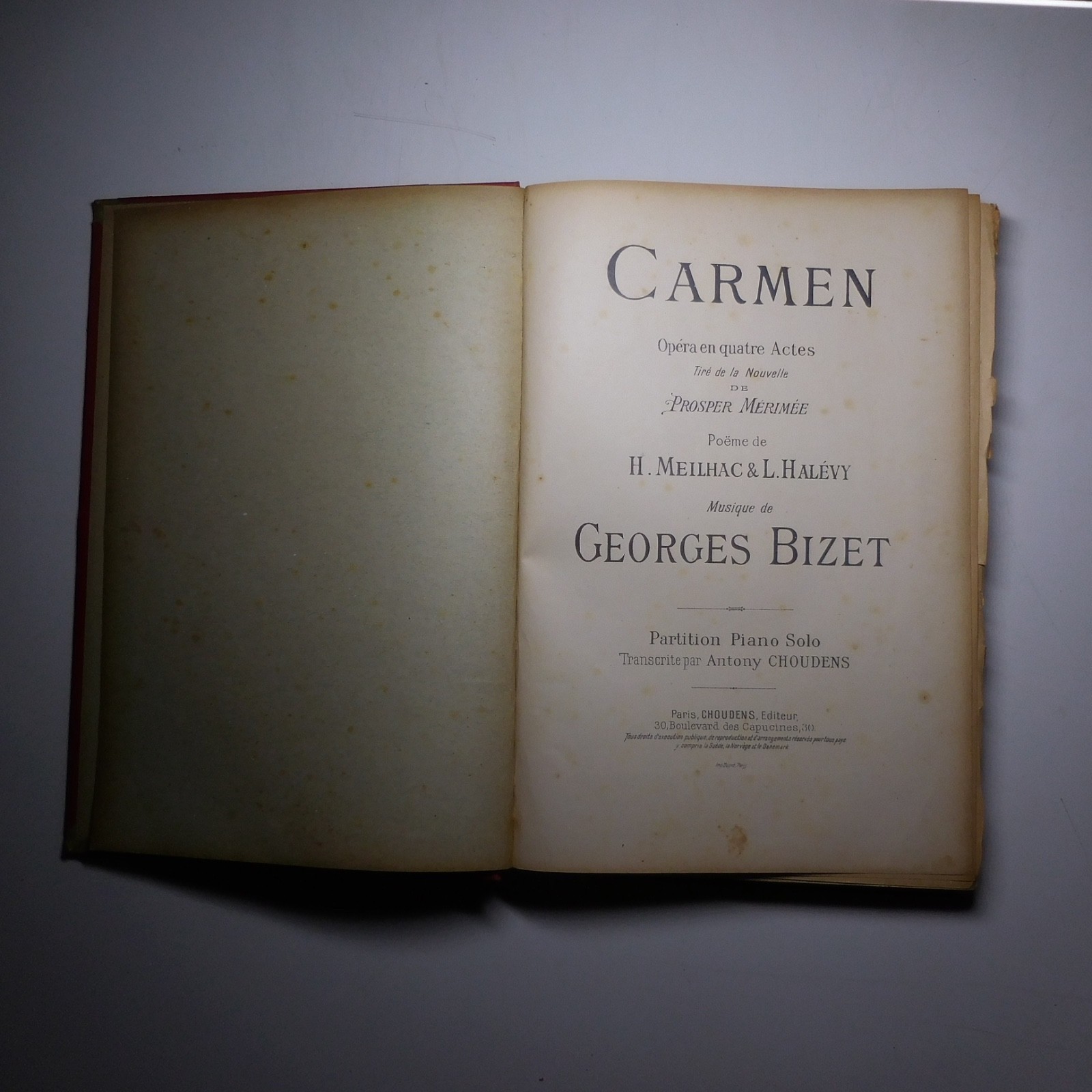 N26.19 Carmen Opera Mérimée Meilhac Halévy Georges Bizet Piano Score 1850 N26.19 Carmen Opera Mérimée Meilhac Halévy Georges Bizet Piano Score 1850