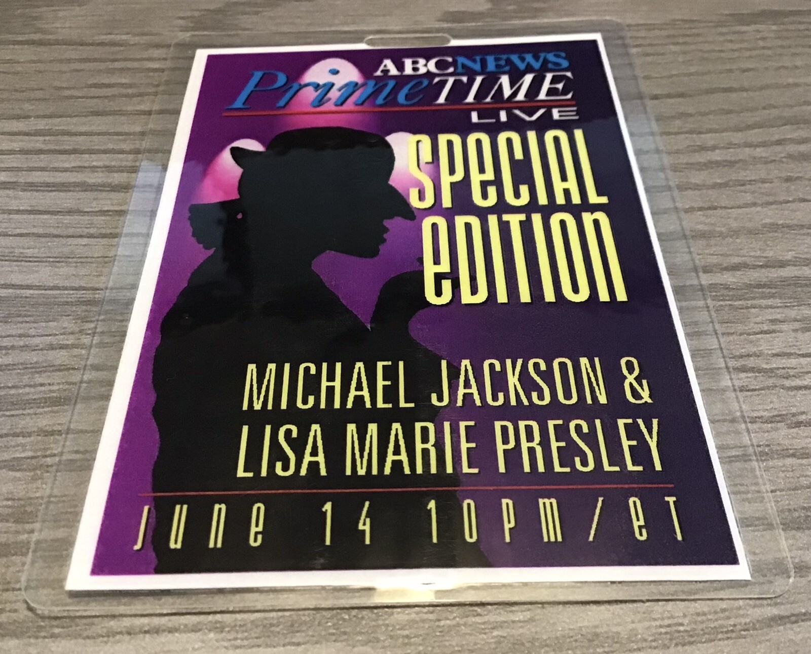 Lisa Marie Presley & Michael Jackson Primetime 1995 Special Laminated Press Pass Lisa Marie Presley & Michael Jackson Primetime 1995 Special Laminated Press Pass