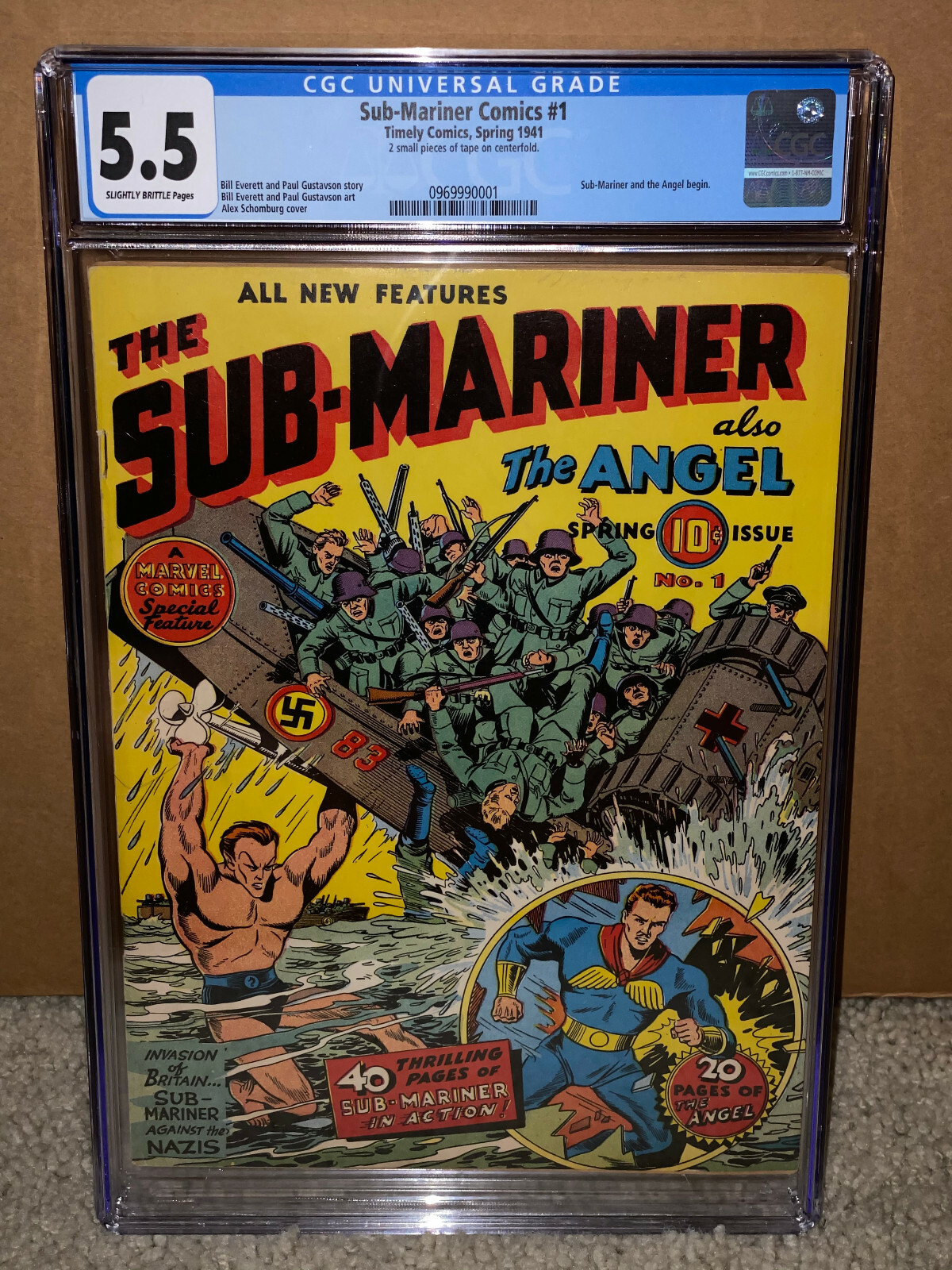 Sub-Mariner Comics #1 CGC 5.5 Timely Marvel 1941 Key Golden Age Grail D5 H10 cm Sub-Mariner Comics #1 CGC 5.5 Timely Marvel 1941 Key Golden Age Grail D5 H10 cm