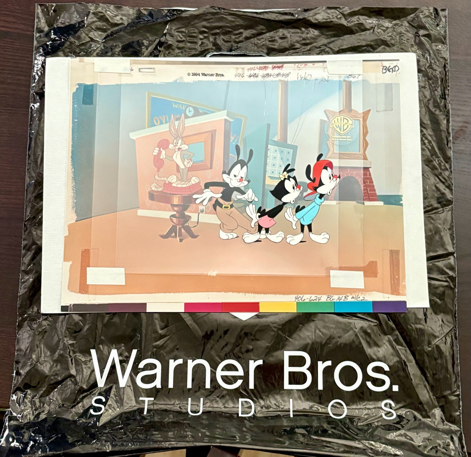 ANIMANIACS Animation Cel Yakko Wakko Dot + Bugs Bunny (as Phone) WB Lot Purchase