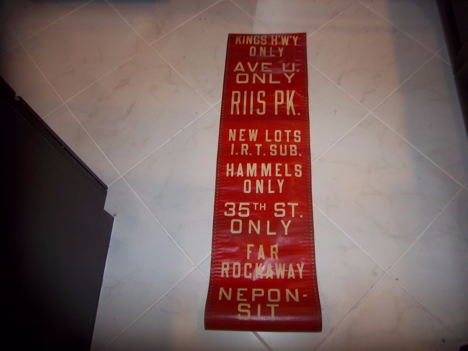 NYC BUS IRT SUBWAY NY ROLL SIGN RIIS PARK NEPONSIT ROCKAWAY BROOKLYN NEW LOTS AV