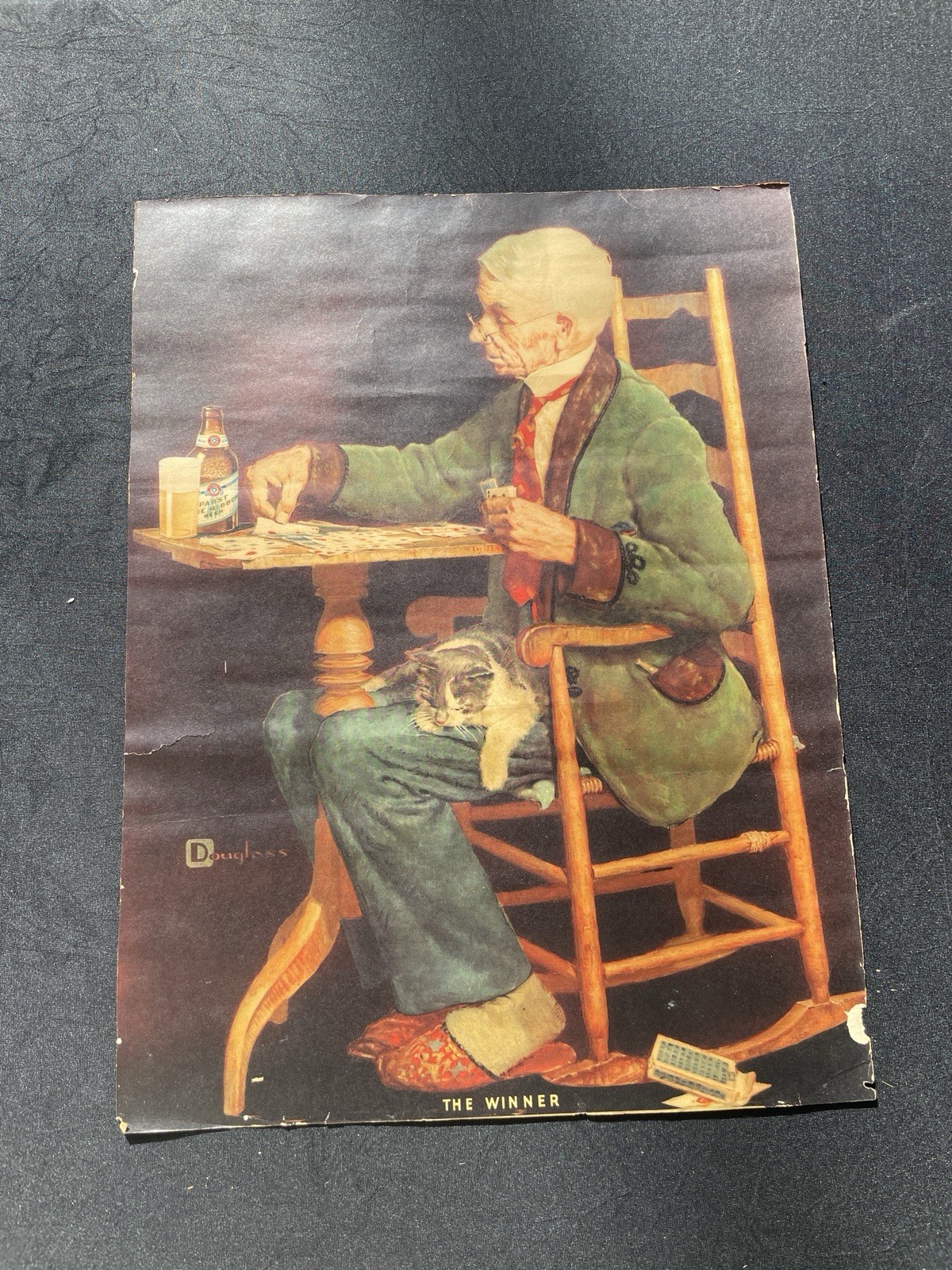 Spencer Douglass Crockwell The Winner Vintage Pabst Blue Ribbon Ad Litho 11x16 Spencer Douglass Crockwell The Winner Vintage Pabst Blue Ribbon Ad Litho 11x16