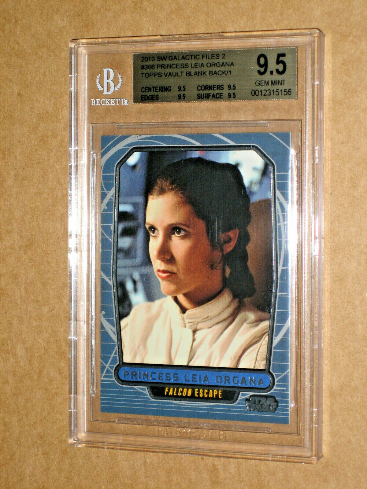BGS 9.5 CARRIE FISHER LEIA 2013 STAR WARS GALACTIC FILES 2 1/1 TOPPS VAULT MOVIE