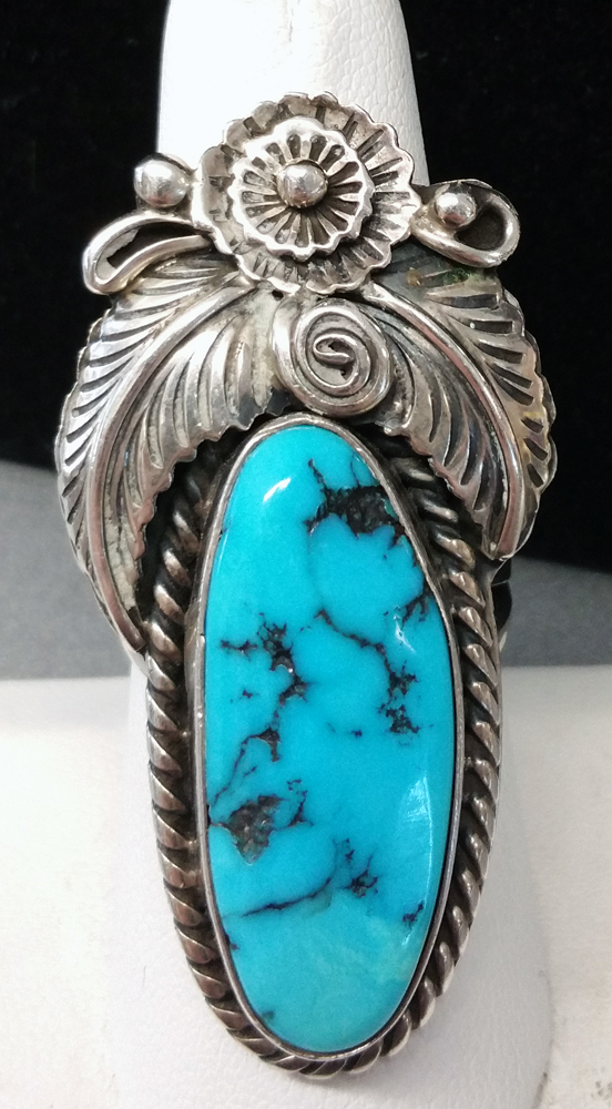 STERLING SILVER TURQUOISE NAVAJO RING SIGNED ROBERT & NOREEN KELLY STERLING SILVER TURQUOISE NAVAJO RING SIGNED ROBERT & NOREEN KELLY