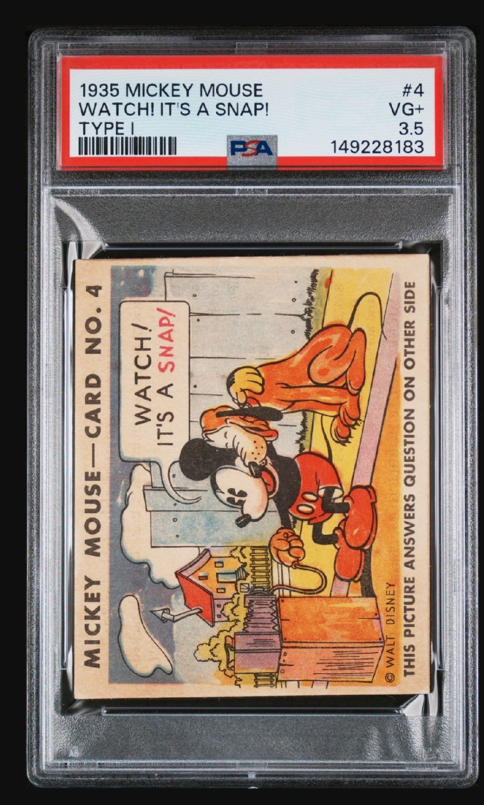 1935 Mickey Mouse Gum Card R89 TYPE 1 - #4 Psa 3.5 It’s A Snap 1935 Mickey Mouse Gum Card R89 TYPE 1 - #4 Psa 3.5 It’s A Snap