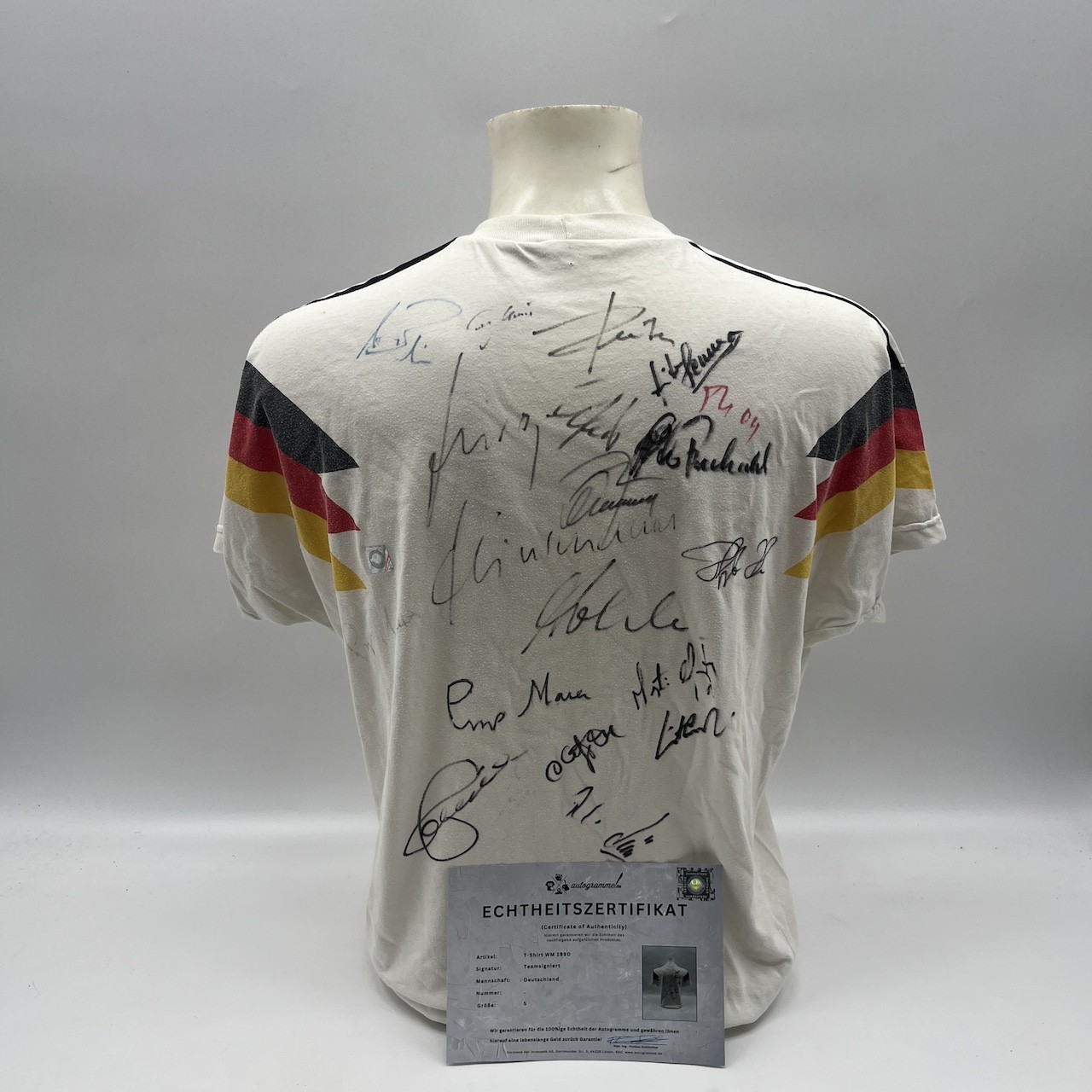 Germany World Cup 1990 Team Signed Autograph World Champion T-Shirt DFB Adidas S