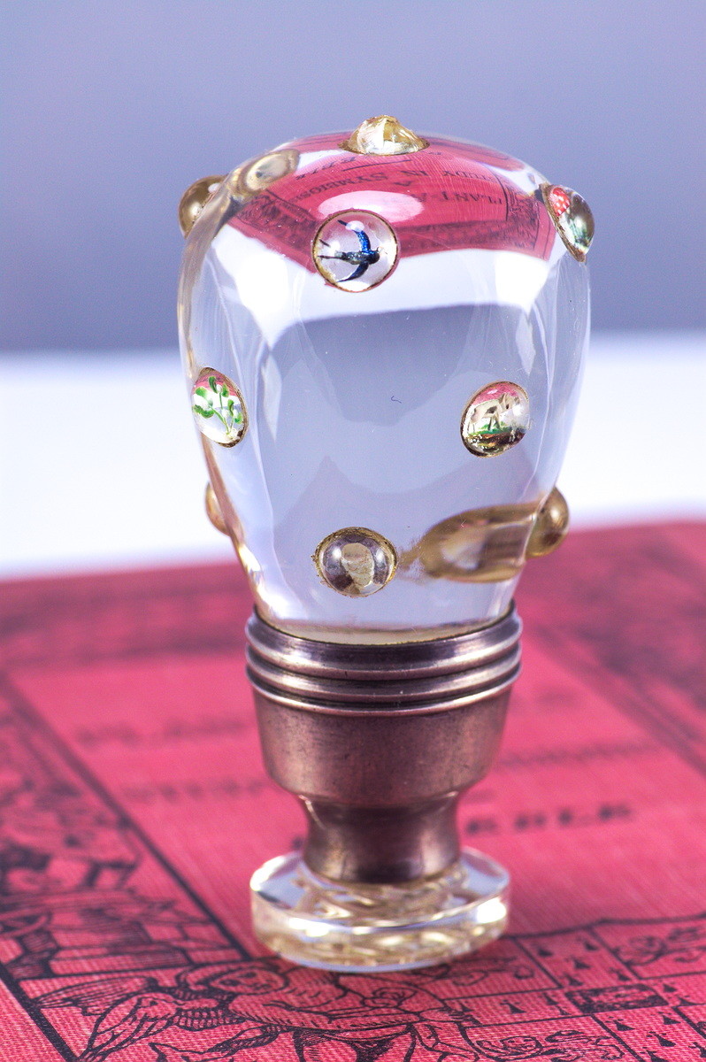 UNIQUE ANTIQUE ENGLISH ROCK CRYSTAL DESK SEAL w/ ESSEX CRYSTAL MINIATURES c1870 UNIQUE ANTIQUE ENGLISH ROCK CRYSTAL DESK SEAL w/ ESSEX CRYSTAL MINIATURES c1870