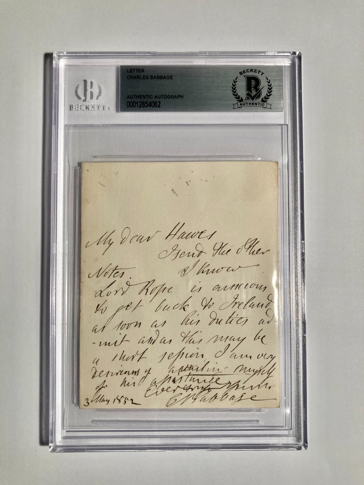Charles Babbage, Father of the Computer, Historically Significant Signed Letter
