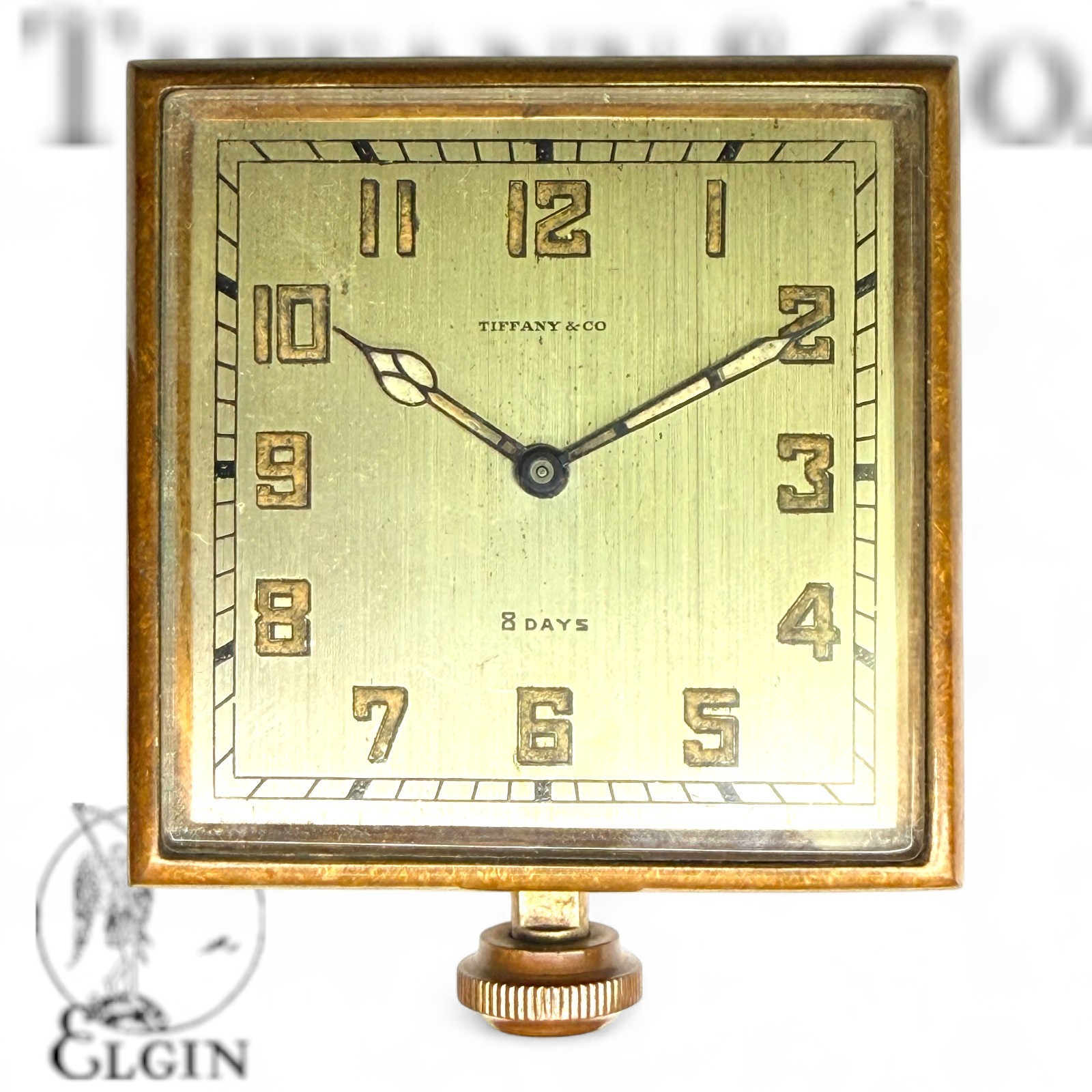 Tiffany & Co Elgin 8 Day Travel Dashboard Clock Non Working Keystone 1920s Tiffany & Co Elgin 8 Day Travel Dashboard Clock Non Working Keystone 1920s