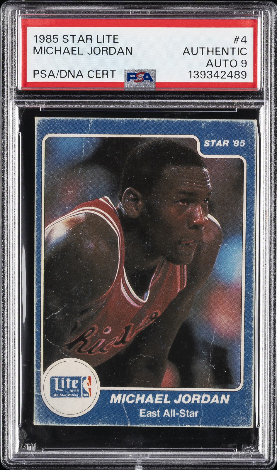 1985 STAR LITE #4 MICHAEL JORDAN PSA AUTHENTIC AUTO 9