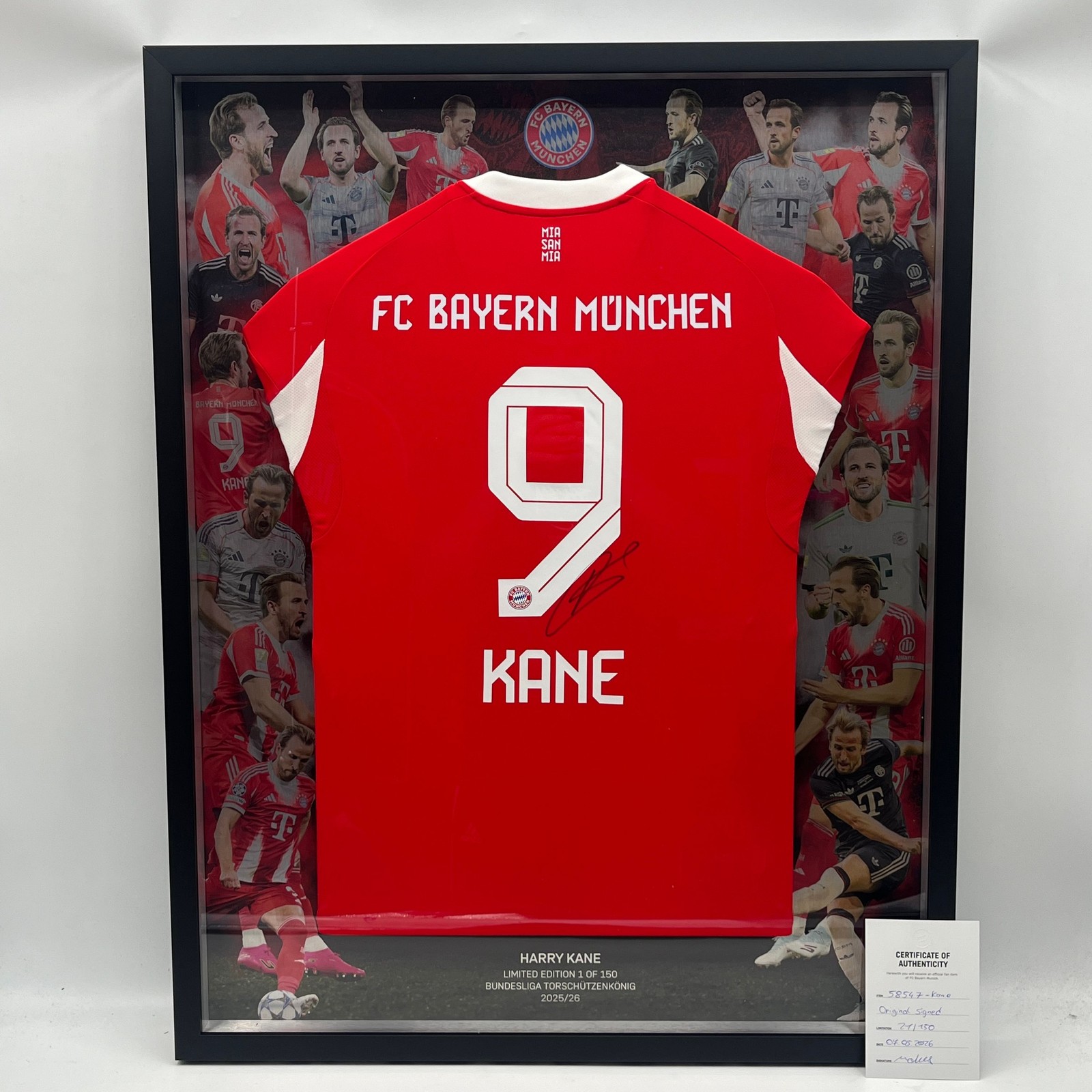 Bayern München Jersey Harry Kane Signed In Nielsen Frame COA Adidas Bayern München Jersey Harry Kane Signed In Nielsen Frame COA Adidas