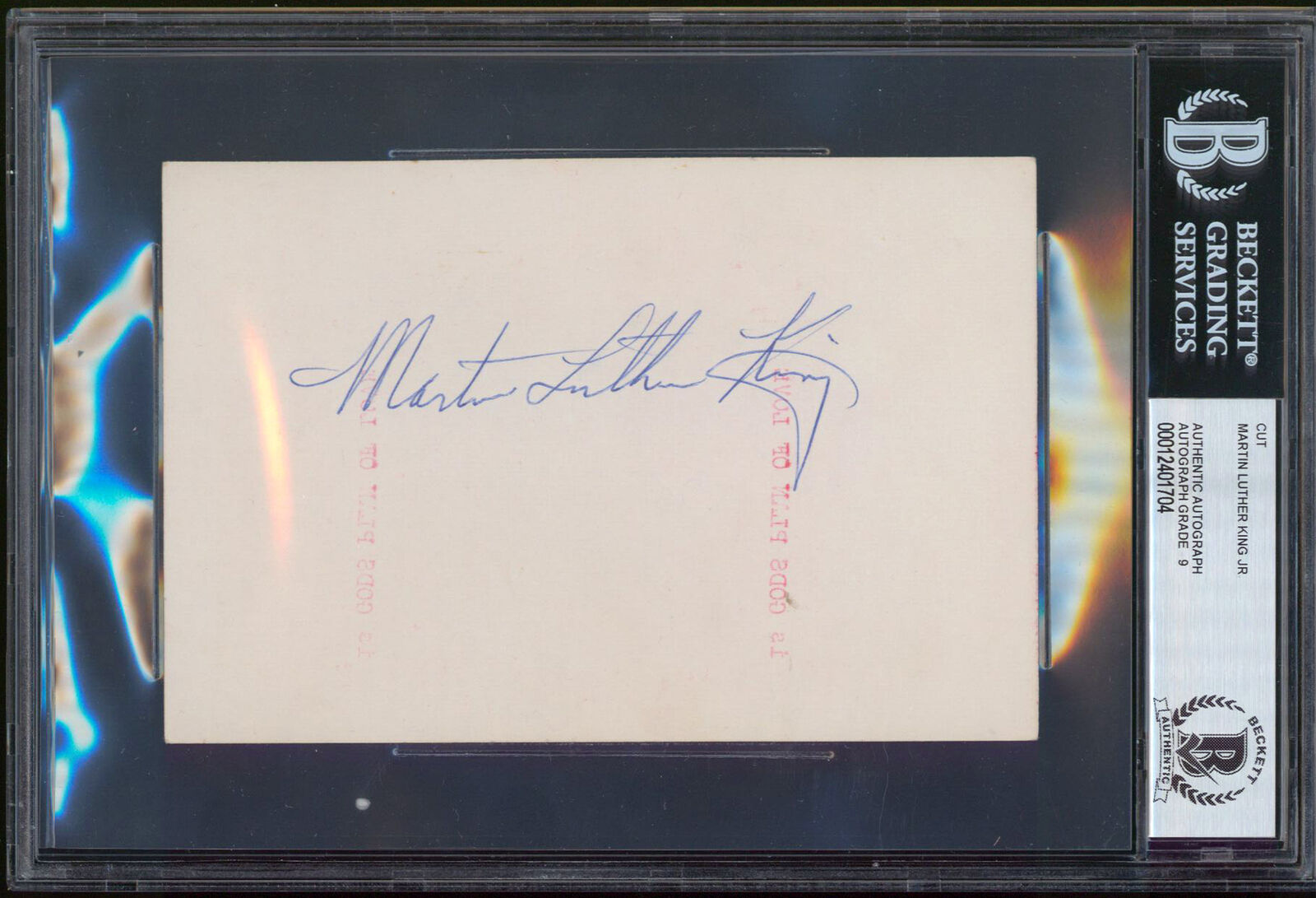 Martin Luther King Authentic Signed 4x6 Cut Signature Auto Graded 9 BAS Slabbed