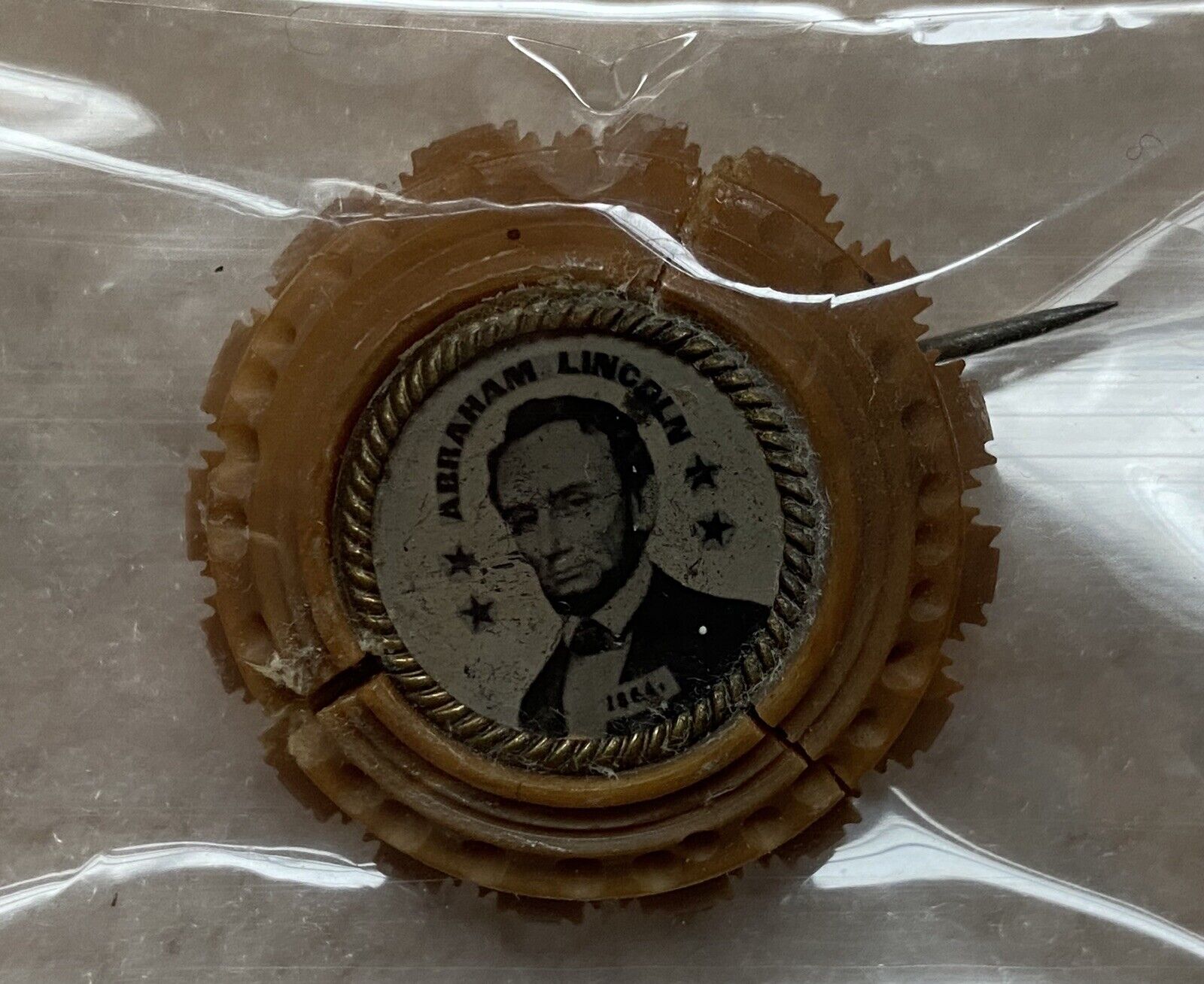 Abraham Lincoln: Extremely Rare and Unusual 1864-Dated Ferrotype Campaign Pin
