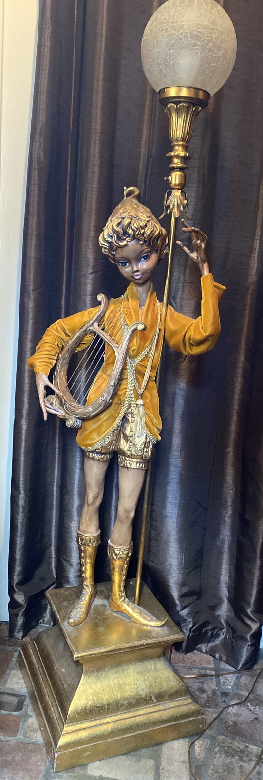 Vintage Pixie ELF Fairy SPRITE Imp Italian Musician Torchiere Figural Floor Lamp