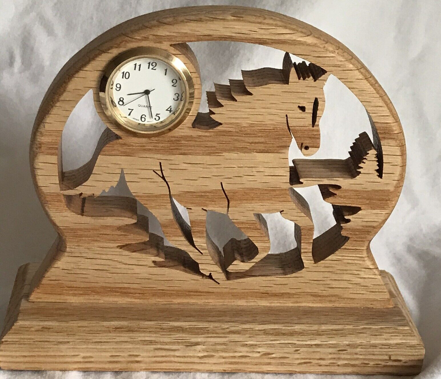 Hand Carved Light Wood Wooden Running Horse Clock SM11A-2A Hand Carved Light Wood Wooden Running Horse Clock SM11A-2A