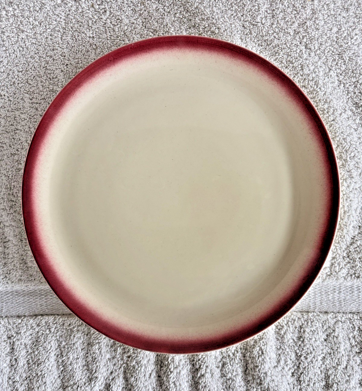Vintage Hollydale Pottery Dinner Plate(s) White Red Trim Modern California USA