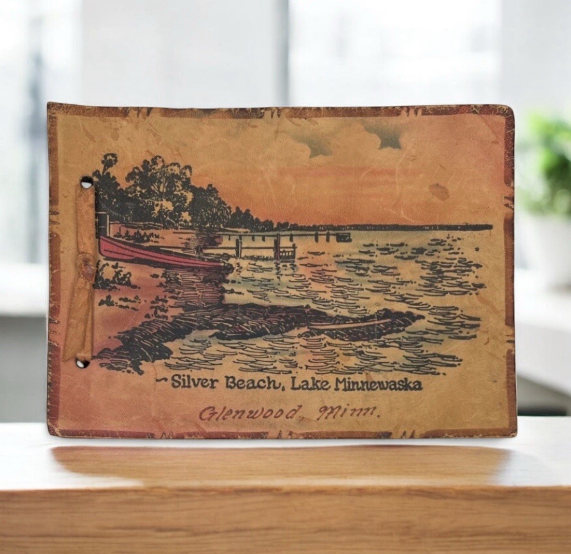 Vintage Glenwood Minnesota MN Lake Minnewaska Silver Beach Leather Photo Album Vintage Glenwood Minnesota MN Lake Minnewaska Silver Beach Leather Photo Album