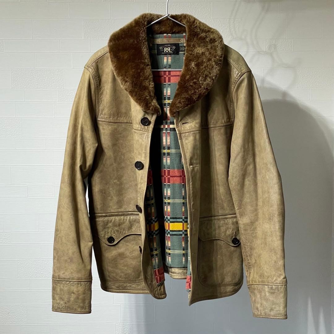 RRL Vhtf 23Aw Shearling Leather Car Coat Men Rare Ralph Lauren Model Limited Edi RRL Vhtf 23Aw Shearling Leather Car Coat Men Rare Ralph Lauren Model Limited Edi