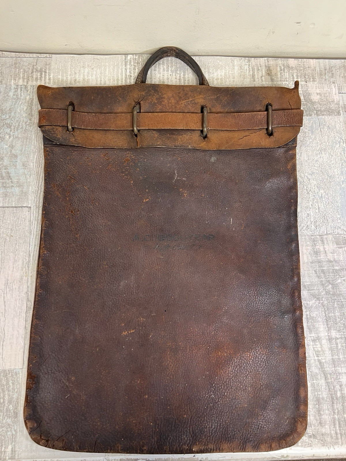 ANTIQUE LEATHER LOCKING MILITARY MAIL RAILROAD BANK BAG - Anson Conger Goodyear ANTIQUE LEATHER LOCKING MILITARY MAIL RAILROAD BANK BAG - Anson Conger Goodyear