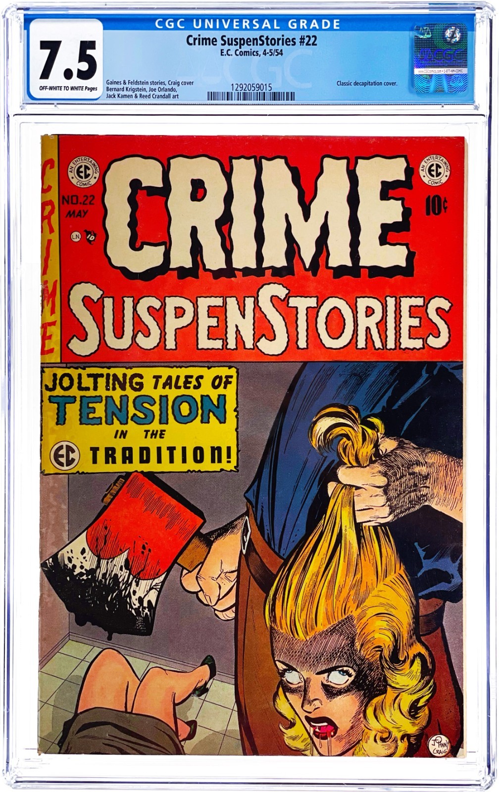 Crime SuspenStories #22 CGC 7.5 1954 EC Pre Code Horror Classic Decapitation Cvr Crime SuspenStories #22 CGC 7.5 1954 EC Pre Code Horror Classic Decapitation Cvr
