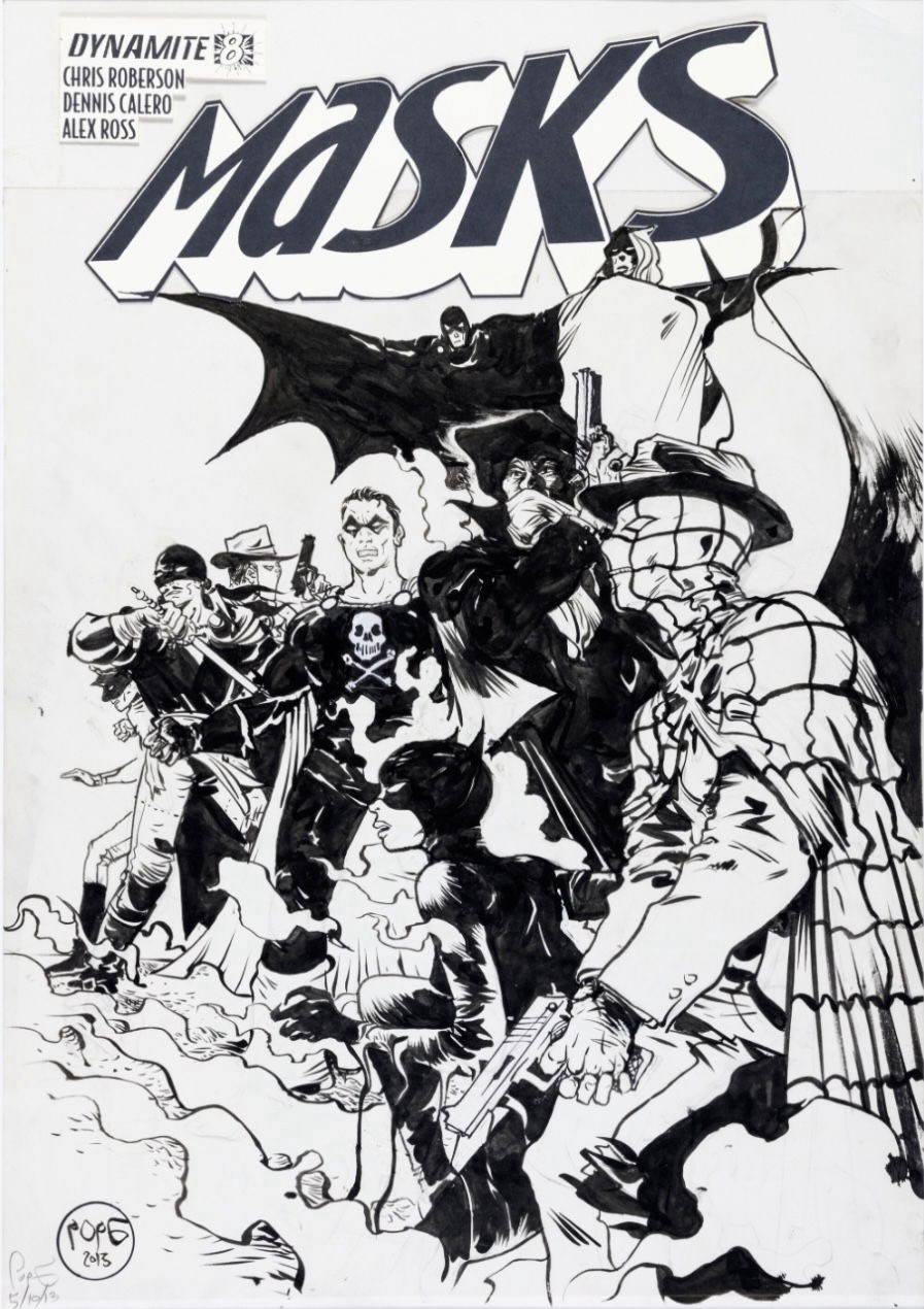 Masks #8 cover - The Shadow, Zorro, Green Hornet By Paul Pope Original Comic Art Masks #8 cover - The Shadow, Zorro, Green Hornet By Paul Pope Original Comic Art