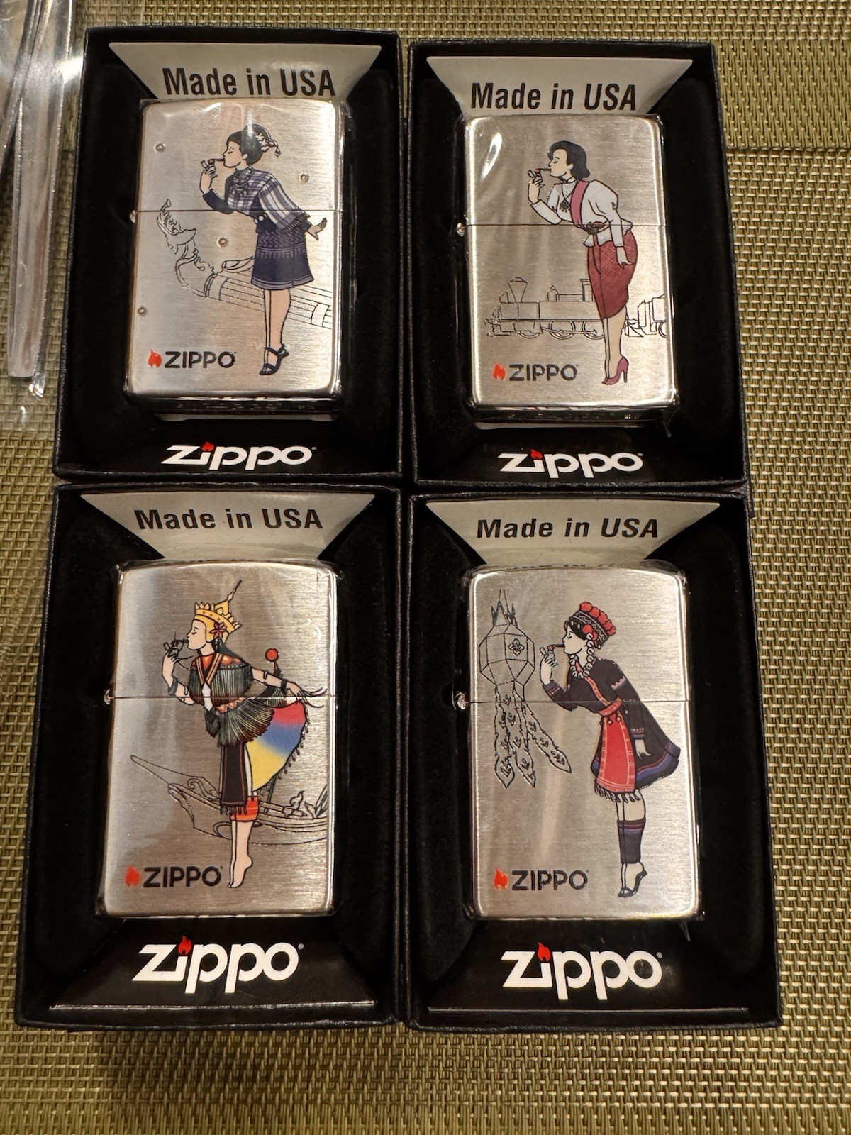 Windy Thailand Zippos, Full Matching Set, Unused 60/200, One Of A Kind Windy Thailand Zippos, Full Matching Set, Unused 60/200, One Of A Kind