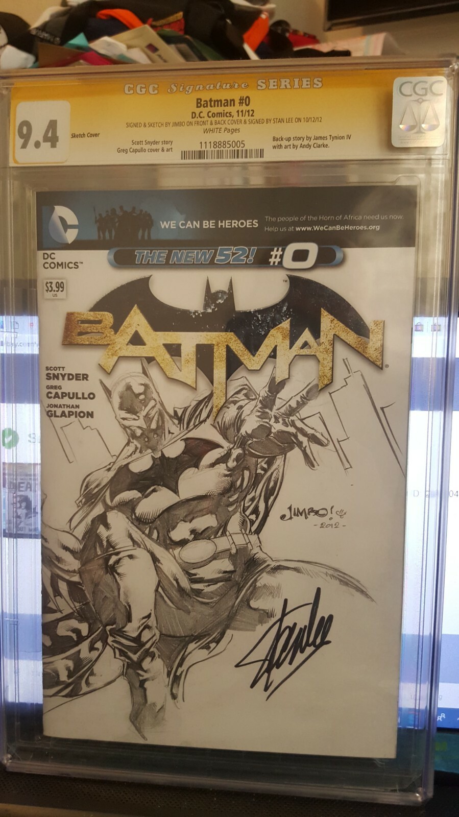 Batman Stan Lee Signed Jimbo Sketch CGC 9.4 Signature Series Rare Batman #0 Batman Stan Lee Signed Jimbo Sketch CGC 9.4 Signature Series Rare Batman #0