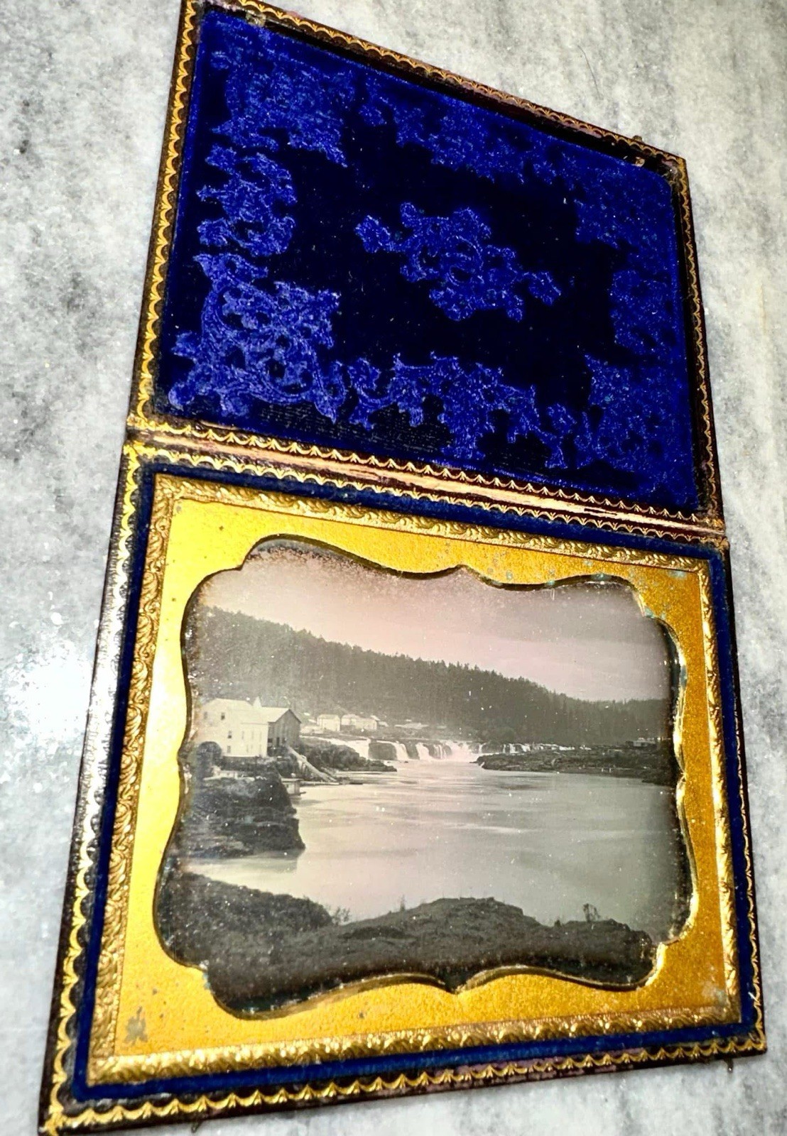 Historic Early 1850s Daguerreotype Photo of Oregon City / Willamette Falls Rare