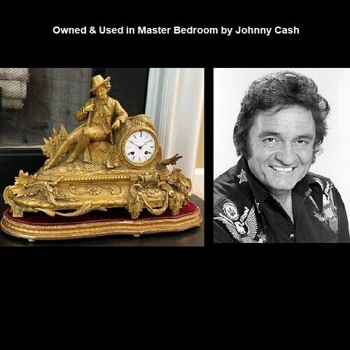 French Gilt-Bronze Figural Hunter Mantel Clock - OWNED & USED BY JOHNNY CASH