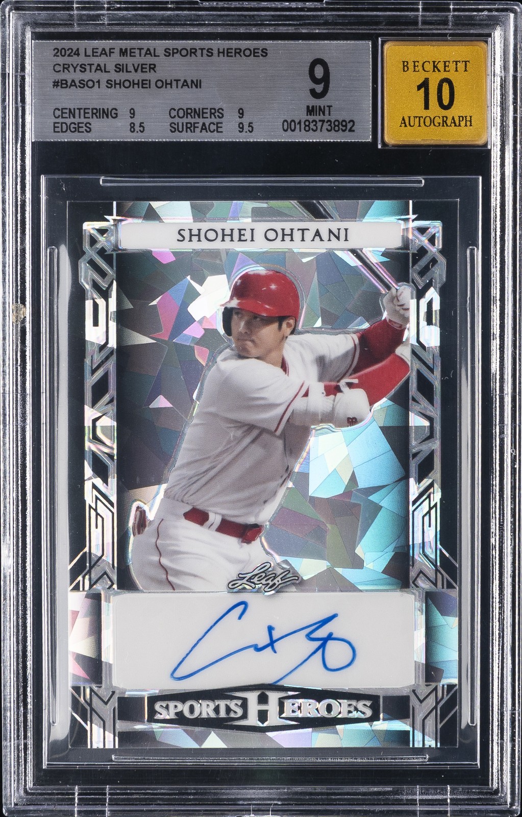 2024 LEAF METAL SPORTS HEROES CRYSTAL SILVER #BASO1 SHOHEI OHTANI BGS 9 2024 LEAF METAL SPORTS HEROES CRYSTAL SILVER #BASO1 SHOHEI OHTANI BGS 9
