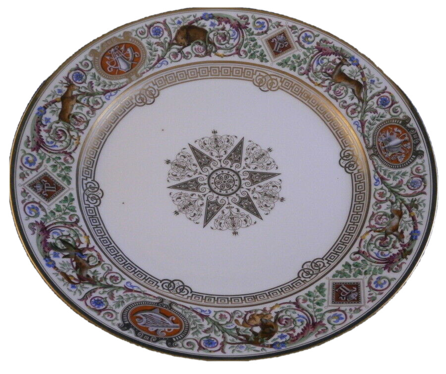 Antique 19thC Sevres Chateau Fountainebleau Porcelain Plate Porzellan Teller #4 Antique 19thC Sevres Chateau Fountainebleau Porcelain Plate Porzellan Teller #4