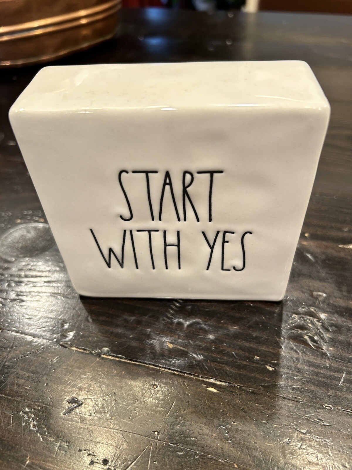 SM11 A-2A Rae Dunn START WITH YES Desk or Counter Plaque 4x4 Artisan Collection SM11 A-2A Rae Dunn START WITH YES Desk or Counter Plaque 4x4 Artisan Collection
