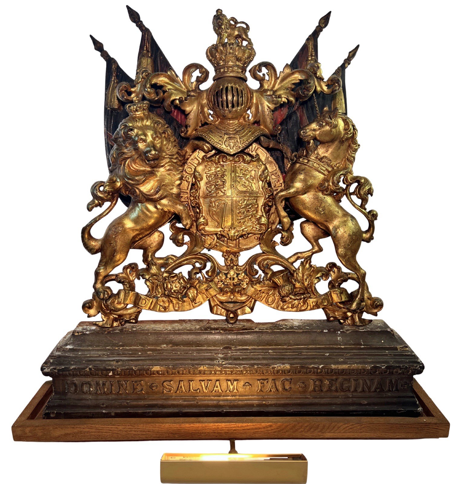 Antique 19th C Victorian UK British Royal Warrant Coat of Arms Cast Iron Plaque Antique 19th C Victorian UK British Royal Warrant Coat of Arms Cast Iron Plaque