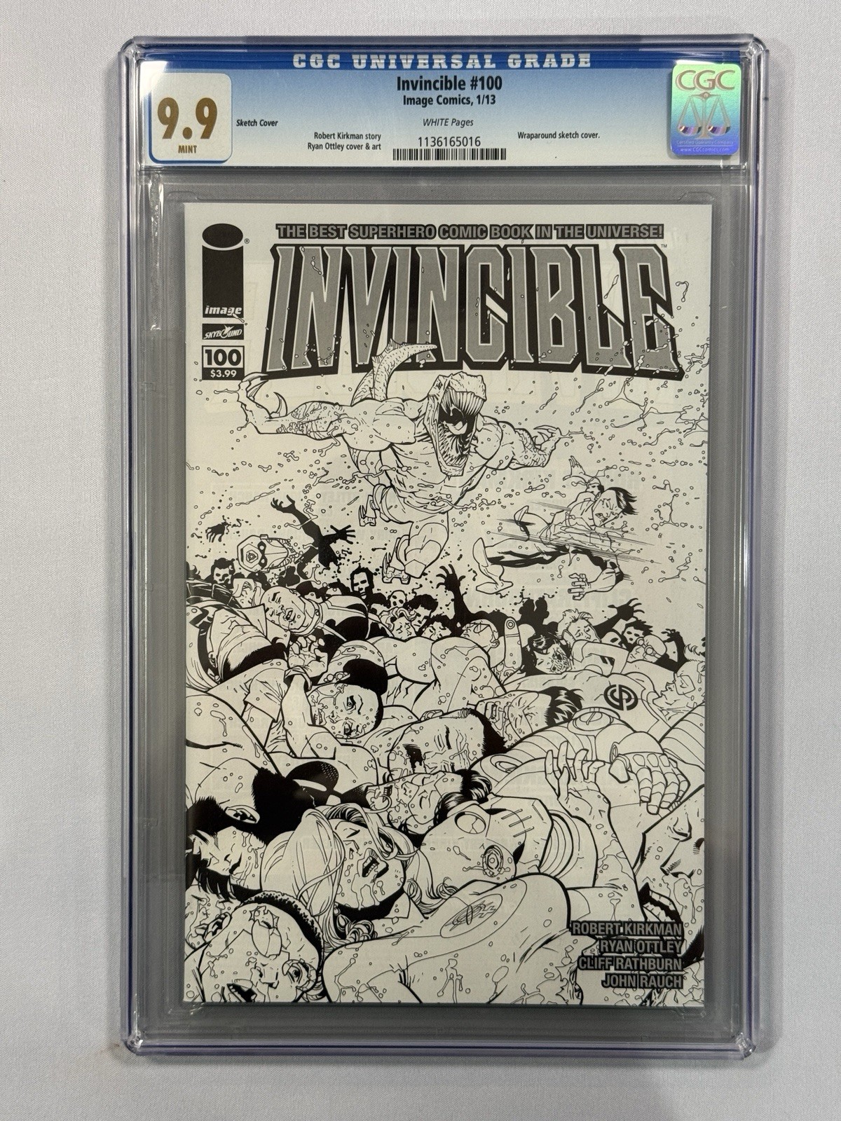 CGC 9.9 Invincible #100 B&W Wraparound Sketch Cover 2nd highest grade POP 2 MINT CGC 9.9 Invincible #100 B&W Wraparound Sketch Cover 2nd highest grade POP 2 MINT