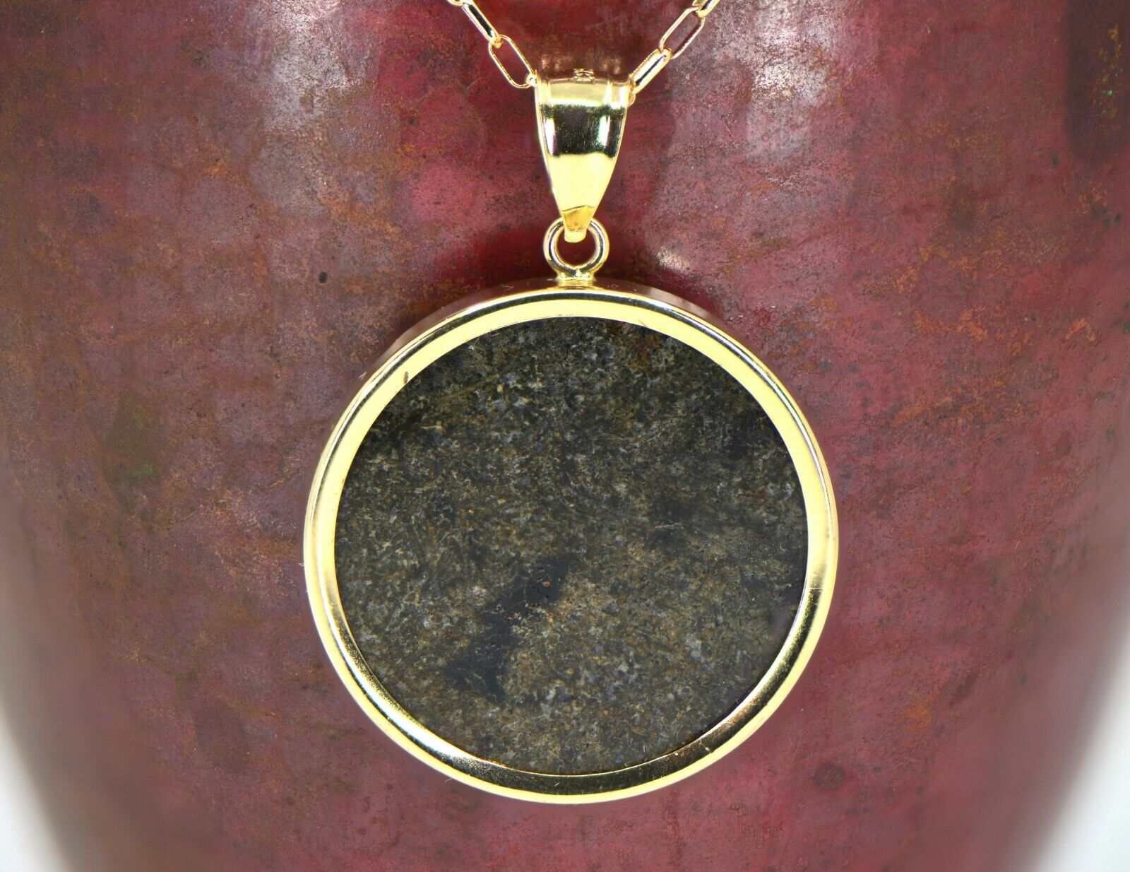 Mars Meteorite Pendant - Genuine Martian Meteorite Jewelry - 14Kt Gold - TOP 