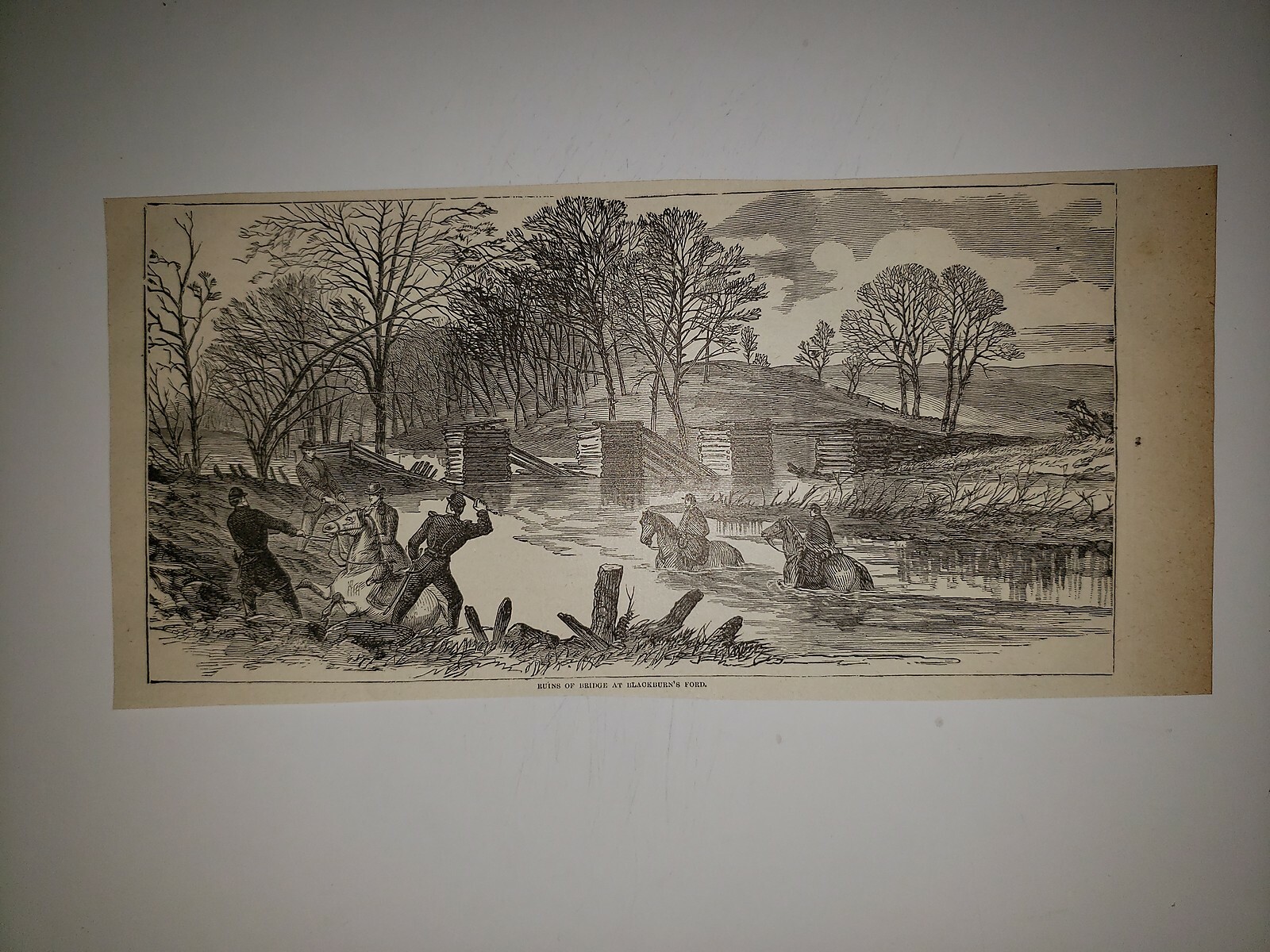 Battle of Blackburn's Ford Ruins of Bridge 1867 Civil War Sketch RARE Battle of Blackburn's Ford Ruins of Bridge 1867 Civil War Sketch RARE