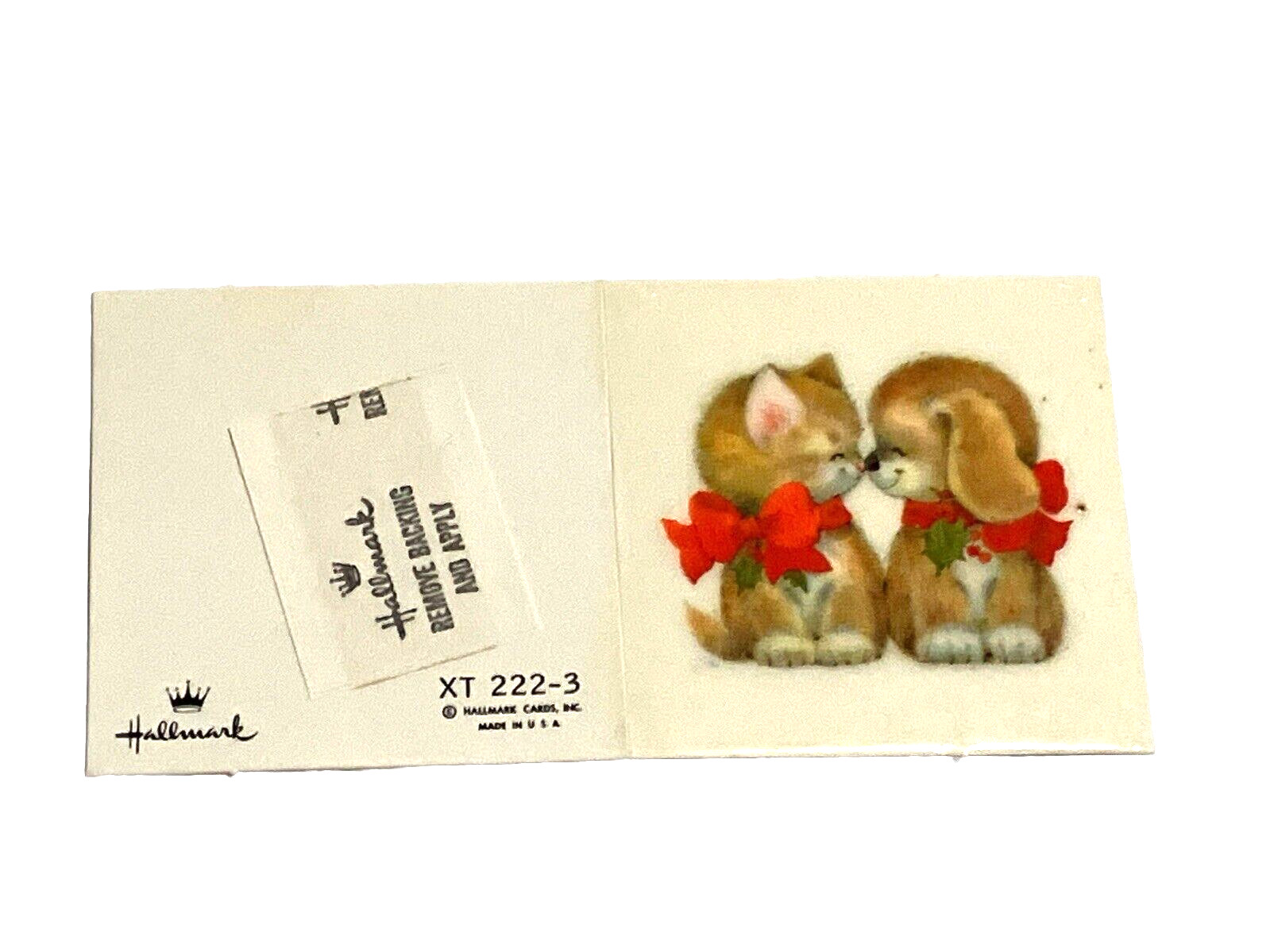 RARE VTG Hallmark CHRISTMAS KITTY PUPPY LOVE Holiday MINI Greeting Card XT2223 RARE VTG Hallmark CHRISTMAS KITTY PUPPY LOVE Holiday MINI Greeting Card XT2223