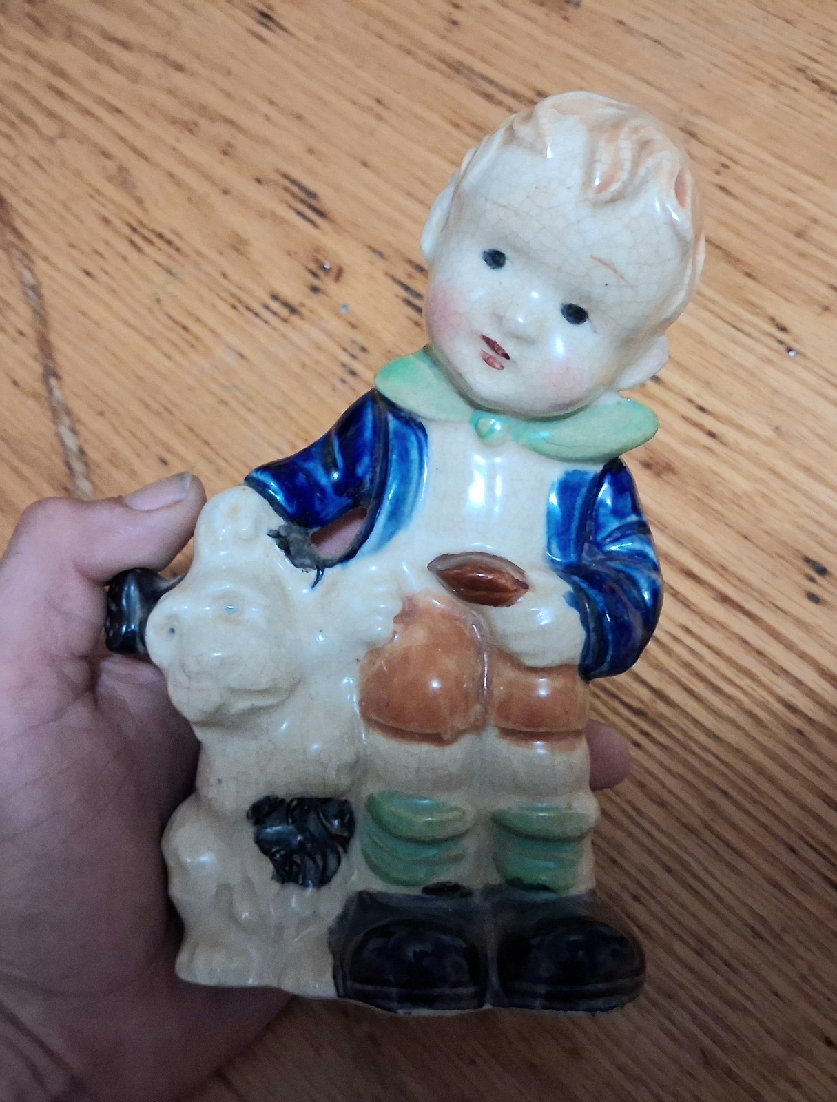 Pre 1900's Vary RARE Japanese Porcelain Antique Boy With Dog Figurine. Japan. Pre 1900's Vary RARE Japanese Porcelain Antique Boy With Dog Figurine. Japan.