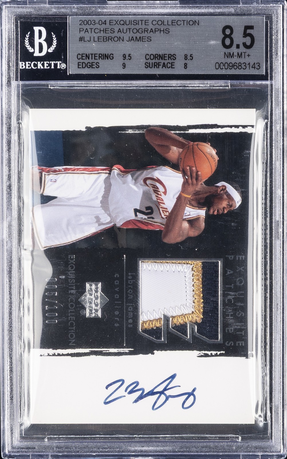 2003-04 EXQUISITE COLLECTION PATCHES AUTOS #AP-LJ LEBRON JAMES BGS 8.5