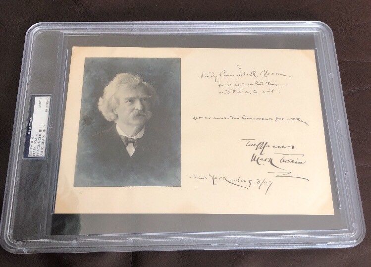 MARK TWAIN INSCRIBED QUOTE PHOTO SIGNED AUTO AUTOGRAPH PSA/DNA SAMUEL CLEMENSđź–‹ MARK TWAIN INSCRIBED QUOTE PHOTO SIGNED AUTO AUTOGRAPH PSA/DNA SAMUEL CLEMENSđź–‹
